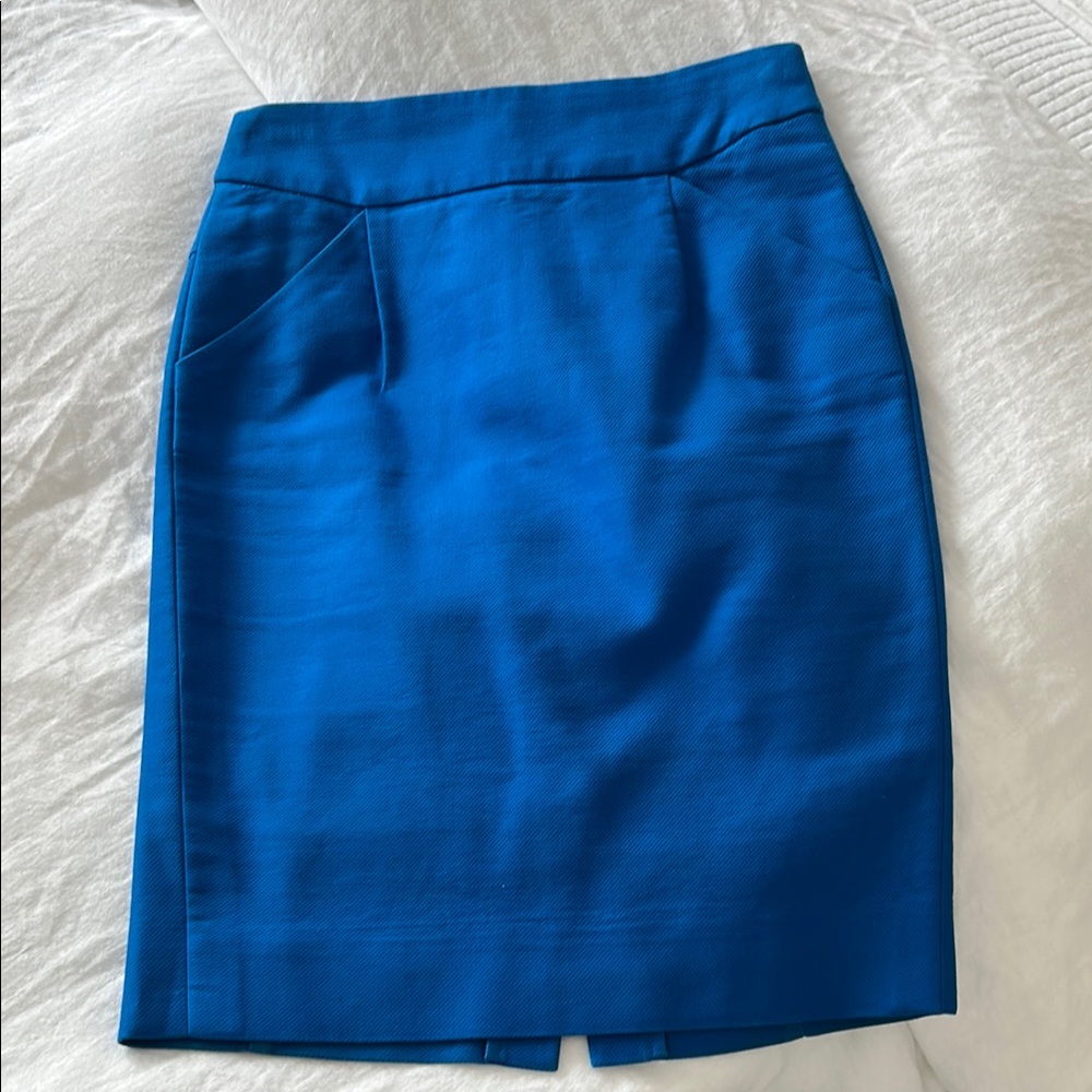 J. Crew Factory Blue Pencil Skirt Knee-Length Work